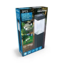 Merkloos Grundig Prikspot - 3 Stuks - Zwart - Solar - Tuinverlichting- 34 Cm -Winkel Voor Woonverlichting 1000000037 0102