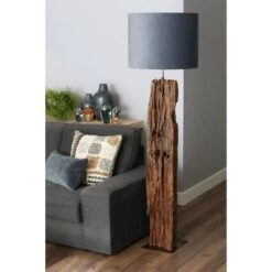 Cilinder Lampenkap Velours - Dusty Blue - Ø50x38cm -Winkel Voor Woonverlichting 1000008768 0101