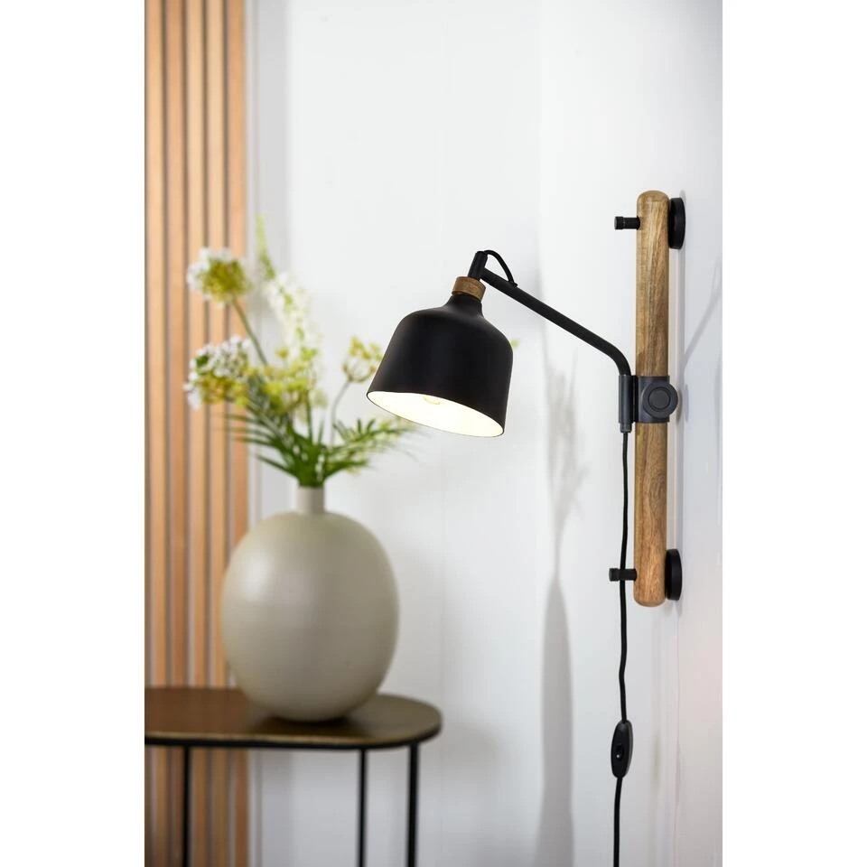 Wandlamp Banu - Zwart/Hout - 40x14x44cm 4 Wandlamp Banu - Zwart/Hout - 40x14x44cm - Afbeelding 2