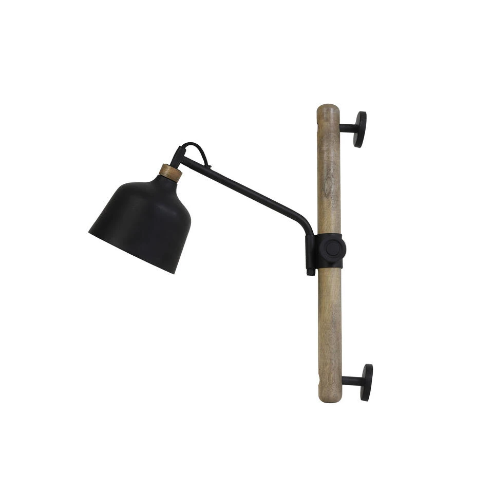 Wandlamp Banu - Zwart/Hout - 40x14x44cm 3 Wandlamp Banu - Zwart/Hout - 40x14x44cm