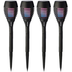 Lumineo Tuinfakkels - Solar - Met Vlameffect - Zwart - 27 Cm