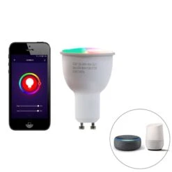 QAZQA Smart Inbouwspot Staal Rond IP44 Incl. Wifi GU10 - Xena -Winkel Voor Woonverlichting 1000014956 0101