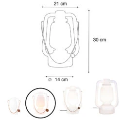 QAZQA Tafellamp Oplaadbaar 30 Cm IP44 Wit - Storm Small -Winkel Voor Woonverlichting 1000014991 0102