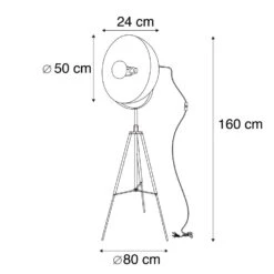 QAZQA IndustriÃ«le Vloerlamp Tripod Zwart - Magna 50 Eglip -Winkel Voor Woonverlichting 1000015040 0102