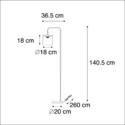 QAZQA Moderne Vloerlamp Zwart - Lofty -Winkel Voor Woonverlichting 1000015043 0102