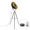 QAZQA IndustriÃ«le Smart Vloerlamp Zwart Tripod Incl. WiFi A60 - Magna 50 Eglip -Winkel Voor Woonverlichting 1000015065