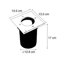 QAZQA Moderne Grondspot Staal 13,5 Cm IP67 - Basic Square -Winkel Voor Woonverlichting 1000017680 0103