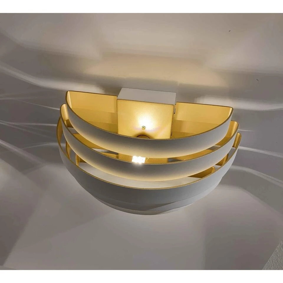 Highlight Wandlamp Scudo - 1 Lichts - 12.5 X12.5 Cm - Wit Goud 5 Highlight Wandlamp Scudo - 1 Lichts - 12.5 X12.5 Cm - Wit Goud - Afbeelding 3