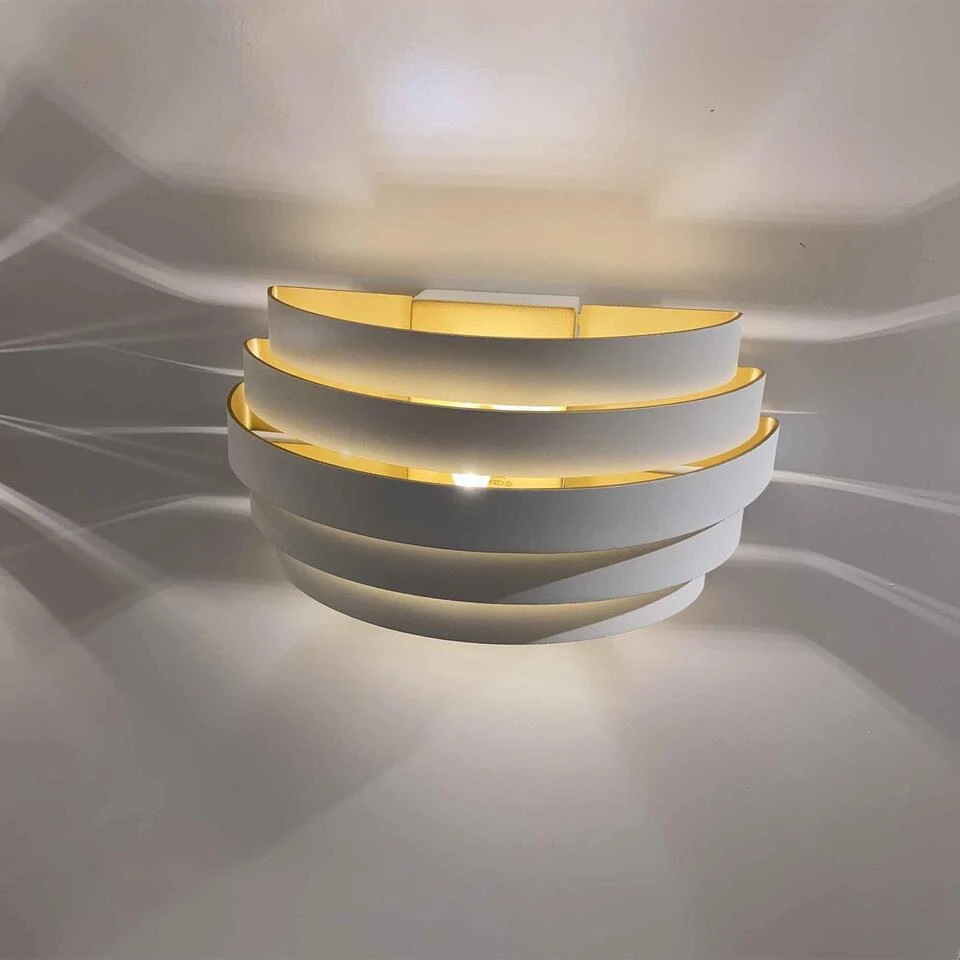 Highlight Wandlamp Scudo - 1 Lichts - 12.5 X12.5 Cm - Wit Goud 6 Highlight Wandlamp Scudo - 1 Lichts - 12.5 X12.5 Cm - Wit Goud - Afbeelding 4