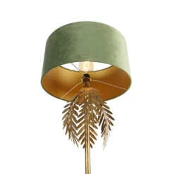 QAZQA Vintage Vloerlamp Goud Met Velours Kap Groen - Botanica -Winkel Voor Woonverlichting 1000021909 0103