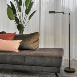 Mexlite Vloerlamp - 1 Lichts - 52x146 Cm - Zwart -Winkel Voor Woonverlichting 1000023032 0103