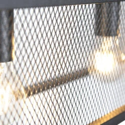 QAZQA IndustriÃ«le Hanglamp Zwart Met Gaas 4-lichts - Cage -Winkel Voor Woonverlichting 1000024874 0101