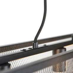 QAZQA IndustriÃ«le Hanglamp Zwart Met Gaas 4-lichts - Cage -Winkel Voor Woonverlichting 1000024874 0103