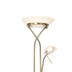 QAZQA Vloerlamp Brons Incl. LED En Dimmer Met Leeslamp - Empoli -Winkel Voor Woonverlichting 1000024906 0102