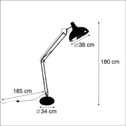 QAZQA IndustriÃ«le Vloerlamp Zwart Verstelbaar - Hobby -Winkel Voor Woonverlichting 1000024908 0102