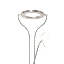 QAZQA Moderne Vloerlamp Staal Met Leesarm Incl. LED En Dimmer - Divo -Winkel Voor Woonverlichting 1000024909 0101