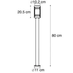 QAZQA Moderne Buitenlamp Zwart 80 Cm IP44 - Gleam -Winkel Voor Woonverlichting 1000025104 0102