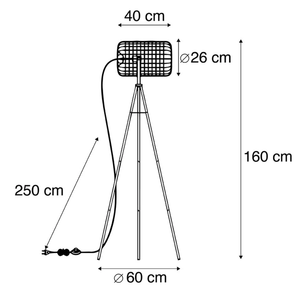 QAZQA Industriële Vloerlamp Tripod Staal Zwart - Bliss Vefa 5 QAZQA Industriële Vloerlamp Tripod Staal Zwart - Bliss Vefa - Afbeelding 3