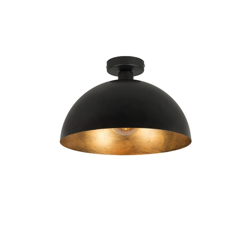 QAZQA Industriële Plafondlamp Zwart Met Goud 35 Cm - Magna 3 QAZQA Industriële Plafondlamp Zwart Met Goud 35 Cm - Magna