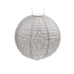 Lumiz Solar Lampion Ikat Rond - Solar Tuinverlichting - 30 Cm - Licht Taupe