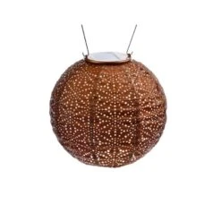 Lumiz Solar Buitenlampion Sashiko Rond - Solar Tuinverlichting - 20 Cm - Koper