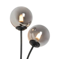 QAZQA Moderne Wandlamp Zwart 2-lichts Met Smoke Glas - Athens -Winkel Voor Woonverlichting 1000044218 0101