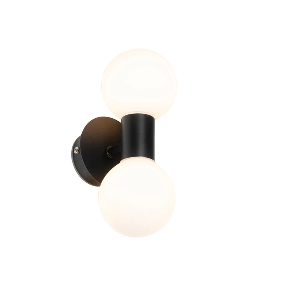 QAZQA Moderne Wandlamp Zwart IP44 2-lichts - Cederic 3 QAZQA Moderne Wandlamp Zwart IP44 2-lichts - Cederic