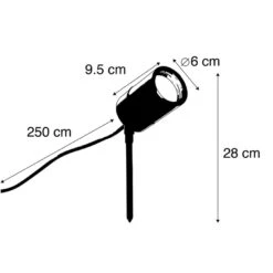 QAZQA Prikspot Zwart Verstelbaar IP44 - Solo -Winkel Voor Woonverlichting 1000046337 0102