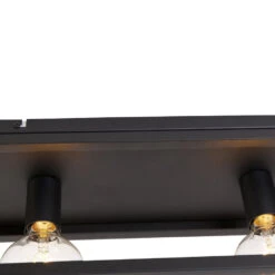 QAZQA Industriële Plafondlamp Zwart 99,5 Cm 4-lichts - Cage 8 QAZQA Industriële Plafondlamp Zwart 99,5 Cm 4-lichts - Cage -Winkel Voor Woonverlichting 1000046734 0102