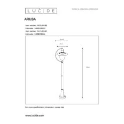 Lucide ARUBA - Lantaarnpaal Buiten - 1xE27 - IP44 - Zwart 9 Lucide ARUBA - Lantaarnpaal Buiten - 1xE27 - IP44 - Zwart -Winkel Voor Woonverlichting 1000046883 0103