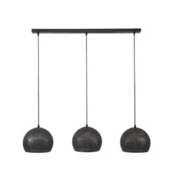 Hanglamp Industrieel Aya 3-lichts Zwart Bruin - 25x110x150 Cm - Metaal - Zwart -Winkel Voor Woonverlichting 1000047520 0102