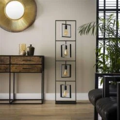 Industriële Vloerlamp Carter Zwart 4-lichts - 140x35x140 Cm - Metaal - Zwart -Winkel Voor Woonverlichting 1000047629 0101