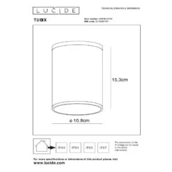 Lucide TUBIX Plafondspot - Wit -Winkel Voor Woonverlichting 1000047842 0102