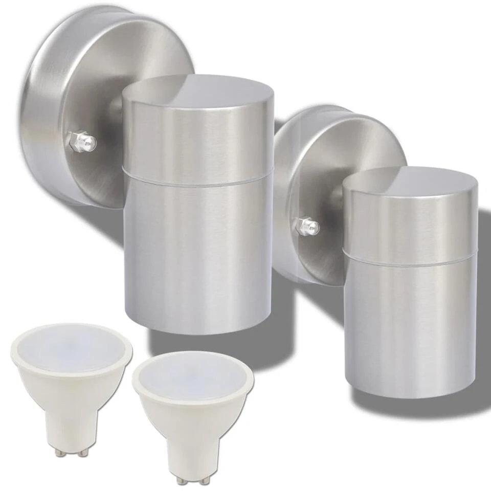 VidaXL LED-wandlamp Buiten Neerwaarts RVS 2 St 3 VidaXL LED-wandlamp Buiten Neerwaarts RVS 2 St