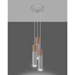 Sollux Hanglamp Pablo - 3 Lichts - 20 X100 Cm - Wit - Hout -Winkel Voor Woonverlichting 1000053877 0102