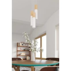 Sollux Hanglamp Pablo - 3 Lichts - 20 X100 Cm - Wit - Hout -Winkel Voor Woonverlichting 1000053877 0103