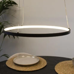 Ringlamp Hanglamp Elaine Metaal Zwart 1 Cirkel - 50x50x150 Cm - Metaal - Zwart -Winkel Voor Woonverlichting 1000056584 0102