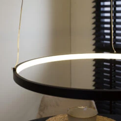 Ringlamp Hanglamp Elaine Metaal Zwart 1 Cirkel - 50x50x150 Cm - Metaal - Zwart -Winkel Voor Woonverlichting 1000056584 0103