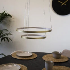 Ring Hanglamp Elaine Metaal Goud 2 Cirkels - 50x50x150 Cm - Metaal - Goudkleurig -Winkel Voor Woonverlichting 1000056588 0101