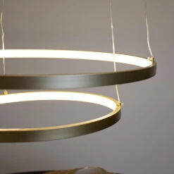 Ring Hanglamp Elaine Metaal Goud 2 Cirkels - 50x50x150 Cm - Metaal - Goudkleurig -Winkel Voor Woonverlichting 1000056588 0103
