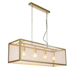 Industriële Hanglamp Duncan 4-lichts Goud - 30x105x150 Cm - Metaal - Goudkleurig