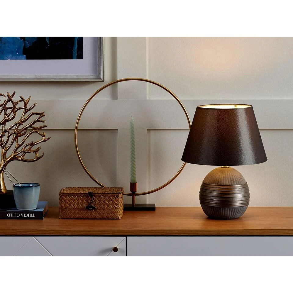 Beliani Tafellamp SADO - Grijs Porselein 4 Beliani Tafellamp SADO - Grijs Porselein - Afbeelding 2