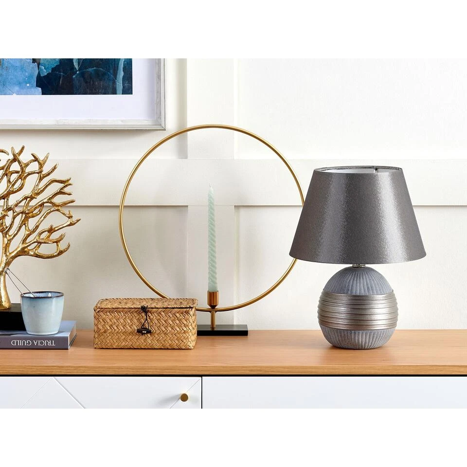 Beliani Tafellamp SADO - Grijs Porselein 6 Beliani Tafellamp SADO - Grijs Porselein - Afbeelding 4