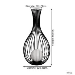 EGLO Fossombrone Staande Lamp Buiten - E27 - 68,5 Cm - Zwart/Wit -Winkel Voor Woonverlichting 1000067422 0103