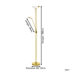 EGLO Baya Led Vloerlamp - LED - 180 Cm - Geelkoper/Wit - Dimbaar -Winkel Voor Woonverlichting 1000067443 0103