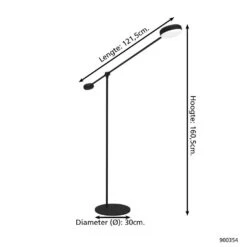 EGLO Clavellina Vloerlamp - LED - 160,5 Cm - Zwart/Wit - Dimbaar -Winkel Voor Woonverlichting 1000067467 0103