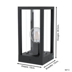 EGLO Cascinetta Sokkellamp Voor buiten- E27 - IP44- Zwart -Winkel Voor Woonverlichting 1000068614 0103
