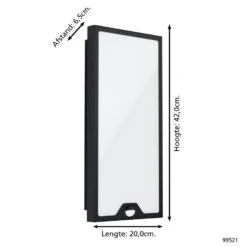 EGLO Casazza Wandlamp Buiten - Sensor - LED - 42 cm - Sensor - Zwart -Winkel Voor Woonverlichting 1000070094 0103