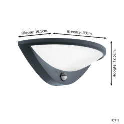 EGLO Belcreda Wandlamp Buiten - LED - 33 cm - Antraciet/Wit - Sensor -Winkel Voor Woonverlichting 1000070113 0103