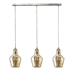 Industriële Hanglamp Dace 3-lichts Amber - 25x112x150 Cm - Glas - Grijs -Winkel Voor Woonverlichting 1000070166 0102